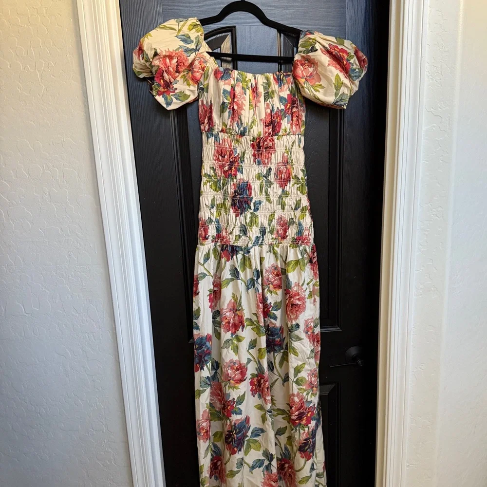 Abercrombie & Fitch Smocked Drop Waist Maxi Dress Small Tall NWT - Picture 4 of 12